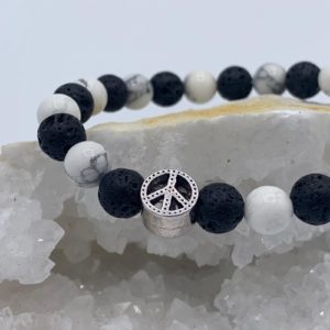 Bracelet Howlite et Pierre de lave