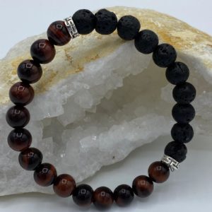 Bracelet Œil de Tigre & Pierre de Lave