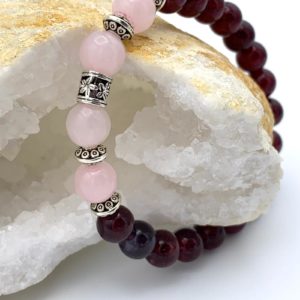 Bracelet Grenat & Quartz Rose