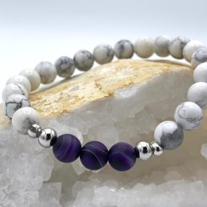Bracelet Howlite & Améthyste Givré