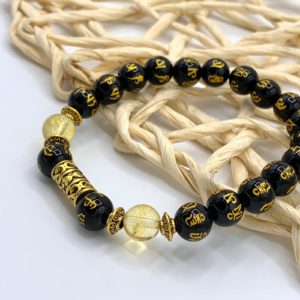 Bracelet Obsidienne Noire & Citrine