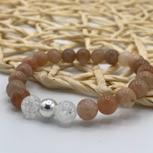 Bracelet Pierre de Soleil & Cristal de Roche Argent 925