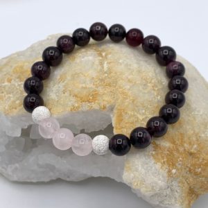 Bracelet Grenat& Quartz rose Argent 925