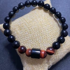 Bracelet homme Agate noire & oeil de taureau