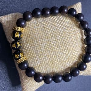 Bracelet Homme pierres naturelles obsidienne & bois d'ebène