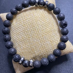 Bracelet Homme pierre de lave & hématite