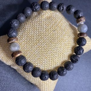 Bracelet Homme pierre de lave & labradorite