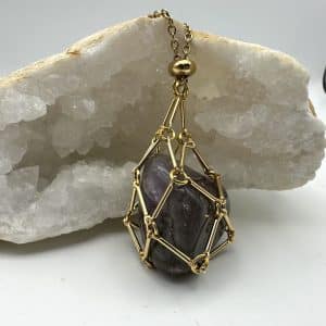 Collier Cage Améthyste Pierre Roulée