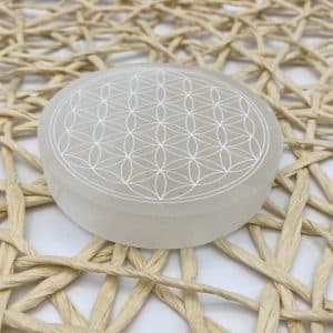 Disque Sélénite Fleur de Vie 8 cm