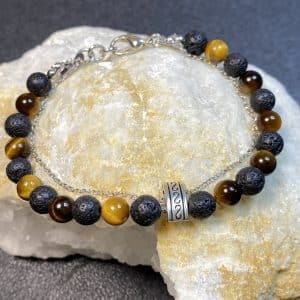 Bracelet double Oeil de Tigre & Pierre de lave