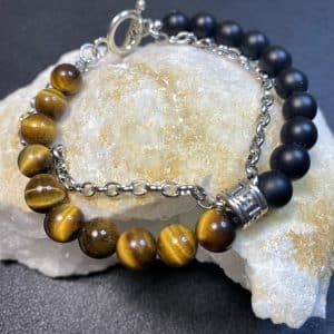 Bracelet double Oeil de Tigre & Agate noire