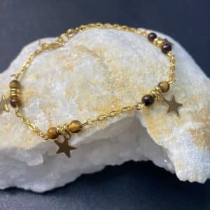 Bracelet Protection en Oeil de tigre sur Chaine