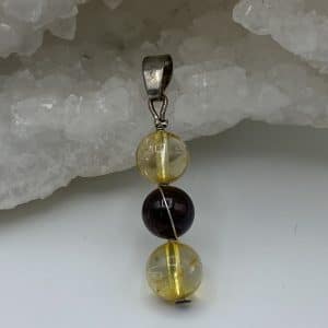 Pendentif Triple Perles Grenat & Citrine