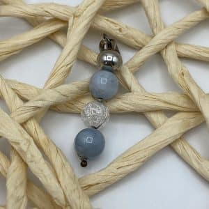 Pendentif Triple Perles Aigue Marine & Cristal de Roche
