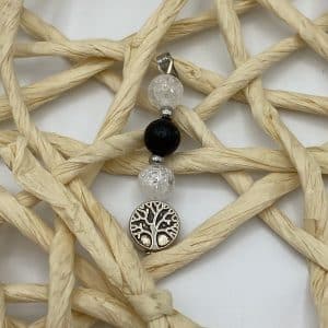 Pendentif Cristal de Roche & Pierre de Lave