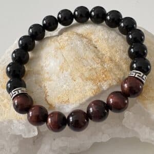 Bracelet Agate noire & Oeil de taureau