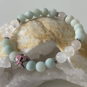 Bracelet Amazonite & quartz rose Octobre ROSE