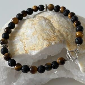 Bracelet Oeil de tigre & pierre de lave