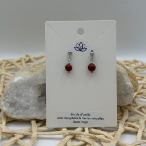 Boucles d'oreilles Clou Jaspe rouge