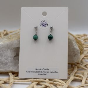 Boucles d'oreilles Clou - Malachite - Acier inoxydable