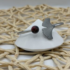 Bracelet Feuille de Ginkgo rhodonite