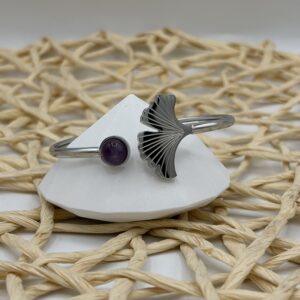 Bracelet Feuille de Ginkgo Améthyste