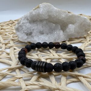 Bracelet Pierre de lave & Oeil de taureau - Collection Homme
