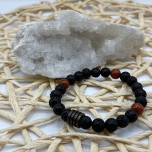 Bracelet Pierre de lave & Jaspe rouge - Collection Homme