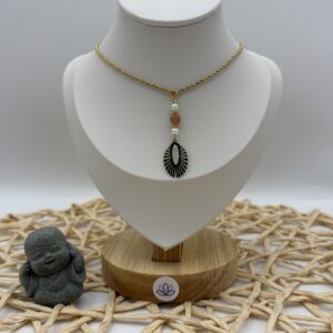 Collier Pierre de soleil - acier inoxydable doré