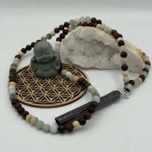 Mala Amazonite & Bois de Santal - Collier de méditation - Lithothérapie