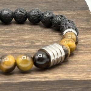 Bracelet Pierre de lave et Oeil de tigre - Collection Brut - Brasier