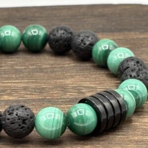 Bracelet Malachite et Pierre de lave - Collection Brut - Jungle