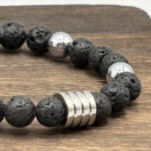 Bracelet Pierre de lave et Hématite - Collection Brut - Titan
