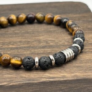Bracelet Oeil de tigre et Pierre de Lave - Collection Origine - Félin