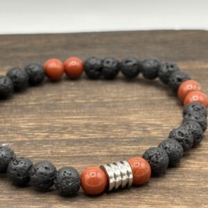 Bracelet Jaspe rouge et Pierre de lave - Collection origine - Magma