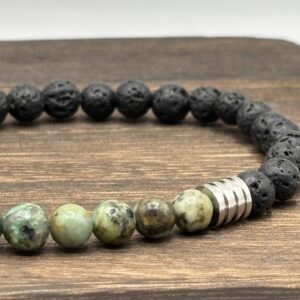 Bracelet Turquoise africaine et Pierre de lave - Collection Origine - Savane