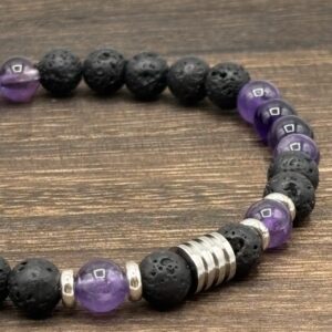 Bracelet Améthyste et Pierre de Lave - Collection Origine - Songe